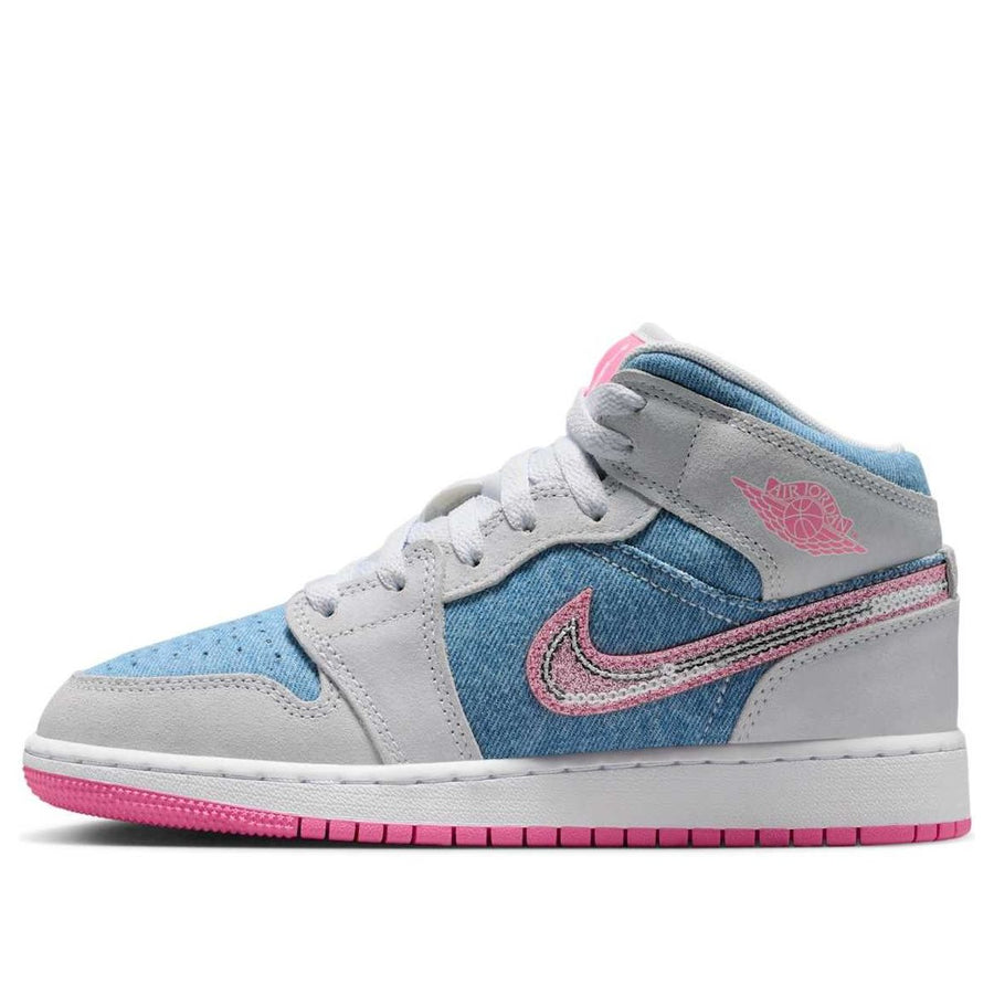 

Кроссовки (GS) Air Jordan 1 Mid 'Denim Sequin', серый