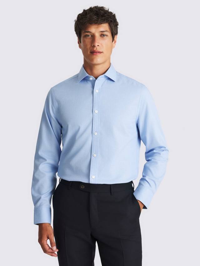 

Хлопковая рубашка приталенного кроя с текстурой dobby, не требующая глажки Moss, Blue