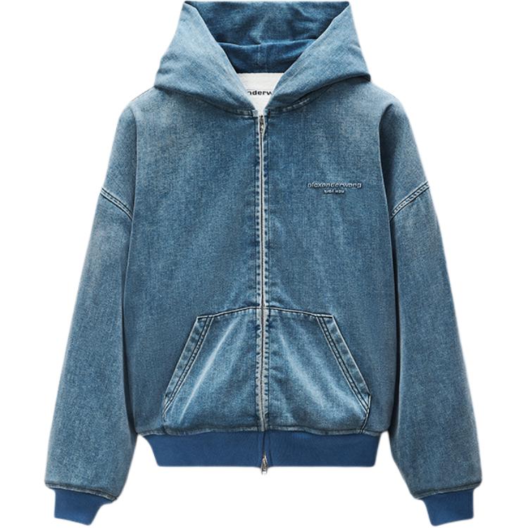 

Alexander Wang Джинсовая куртка с капюшоном на молнии, Washed Light Blue