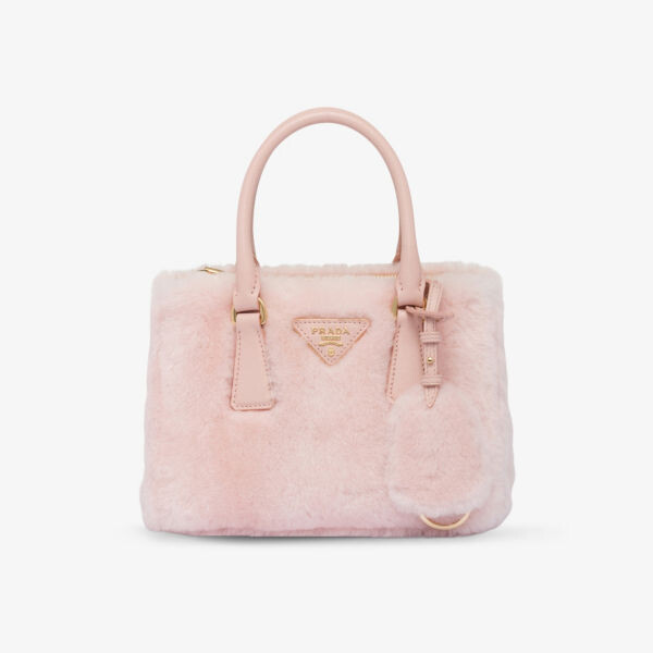 

Миниатюрная сумка Galleria из овчины с верхней ручкой Prada, розовый