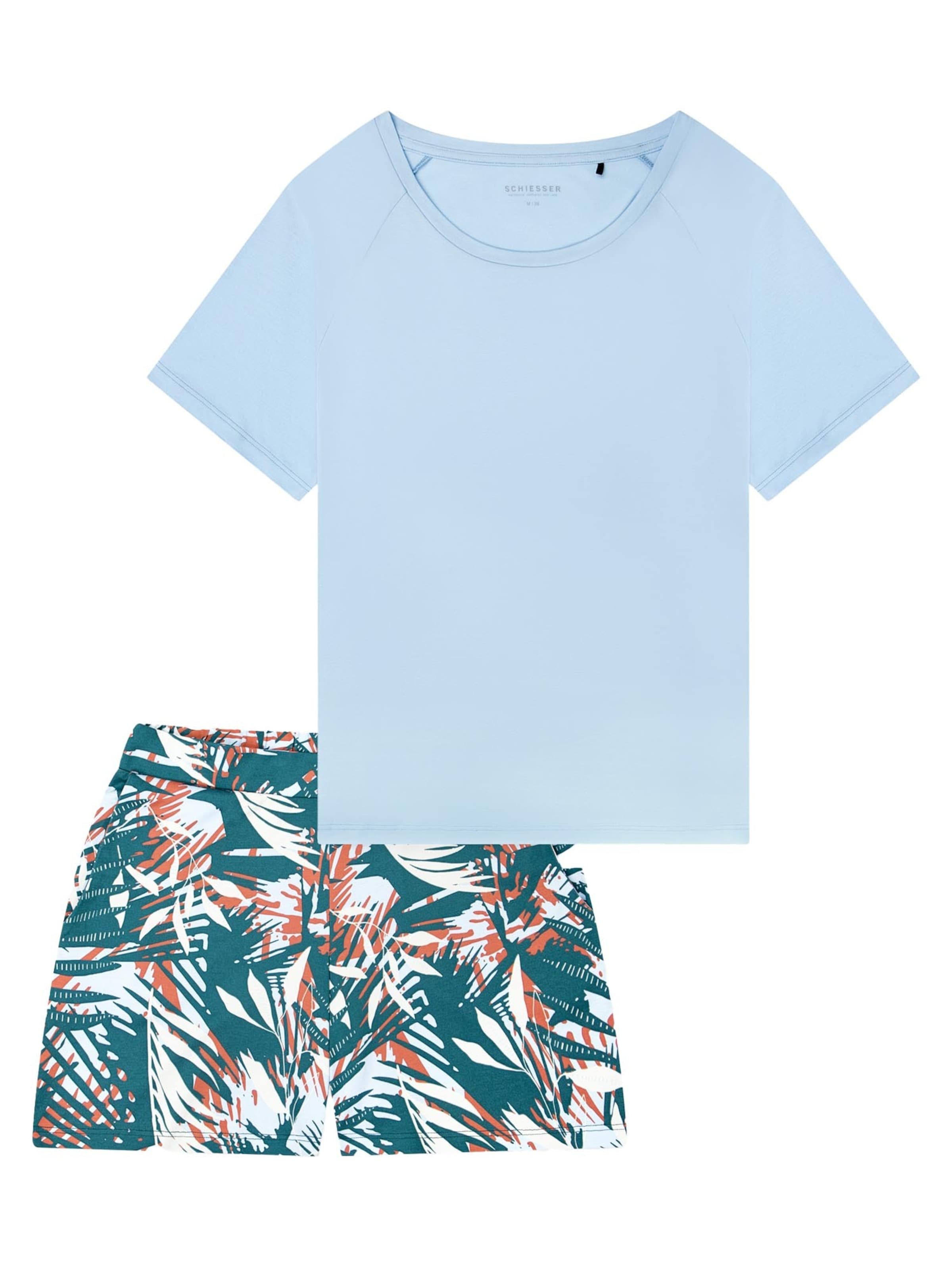 

SCHIESSER Пижама 'Modern Nightwear' в светло-голубом, смешанные цвета