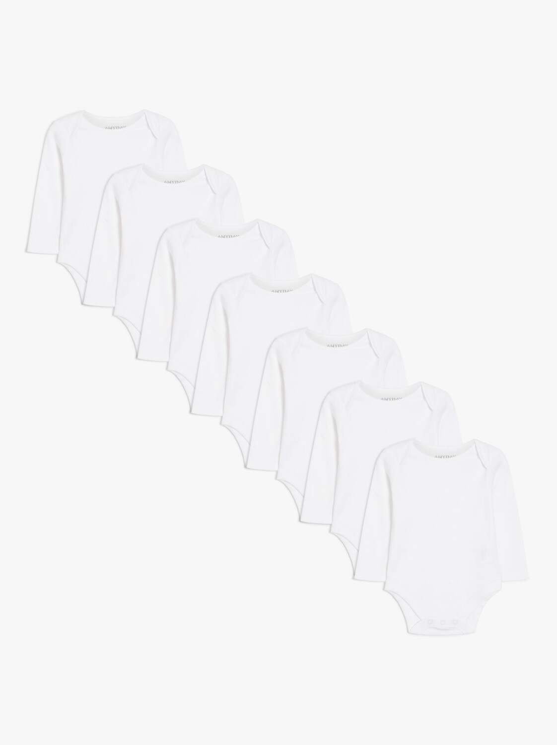 

John Lewis Anyday Baby боди с длинными рукавами, 7 шт. белый белый