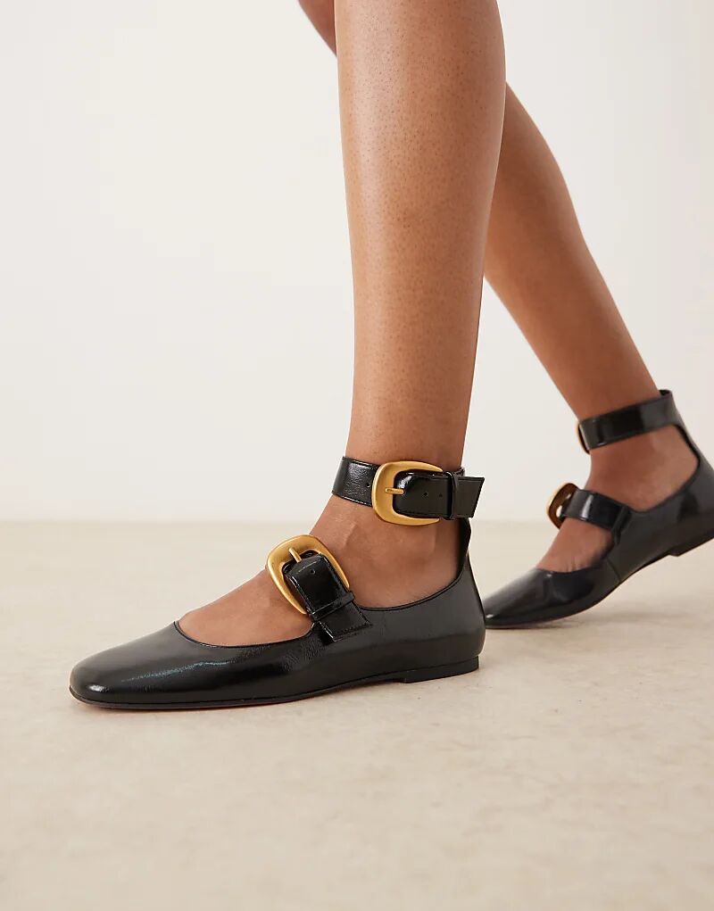 Балетки Мэри Джейн Lorna с большой пряжкой ASOS DESIGN черного цвета