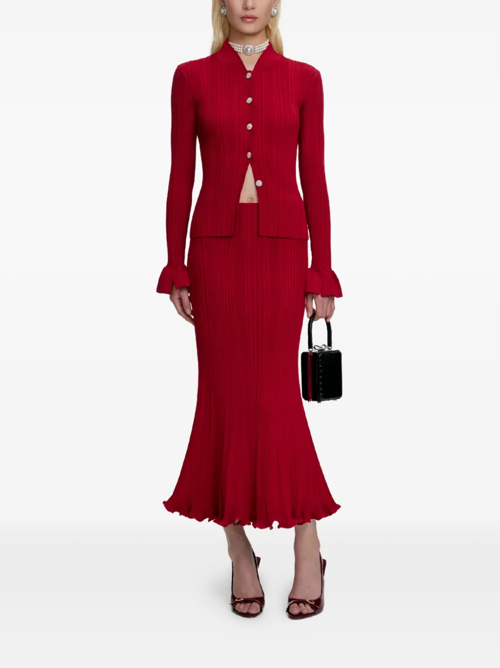 

Миди-юбка с оборками Self-Portrait, красный