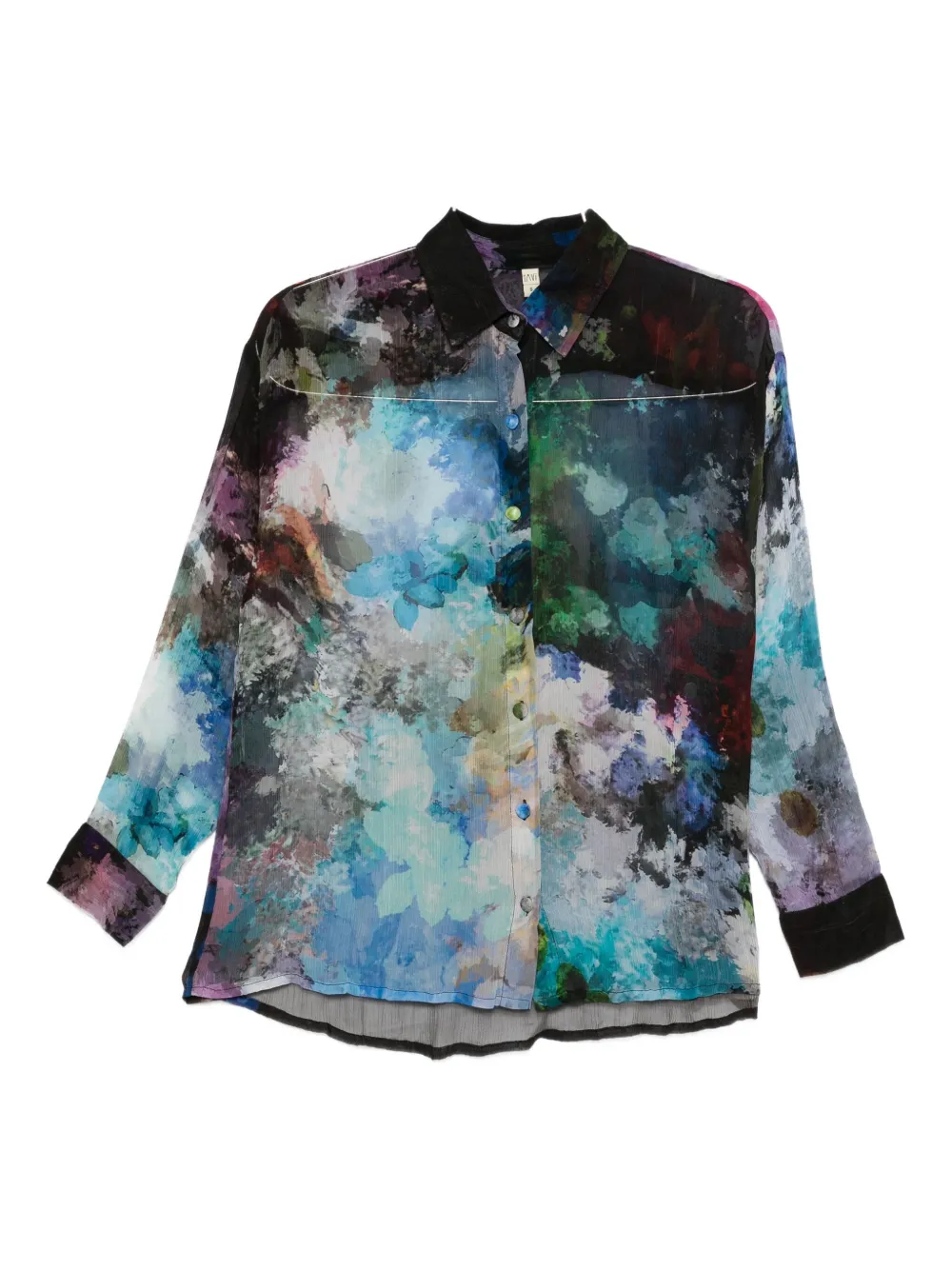 

Шелковая рубашка с абстрактным принтом YAVI, синий