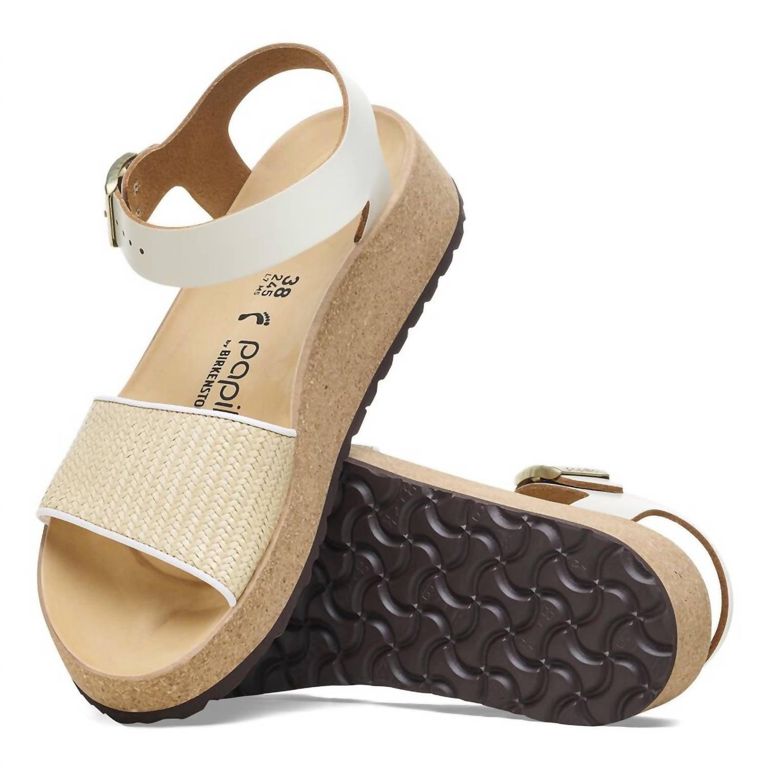 Женские сандалии Glenda из рафии и кожи - средний/узкий размер, белые Birkenstock — фото 2