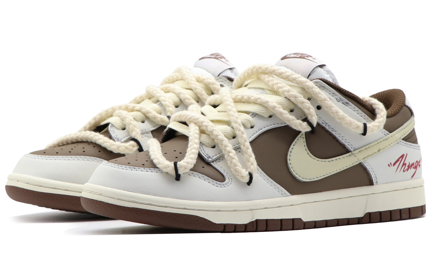 Кроссовки Nike Dunk Skateboard Shoes Women's Low-Top White Brown — фото 3