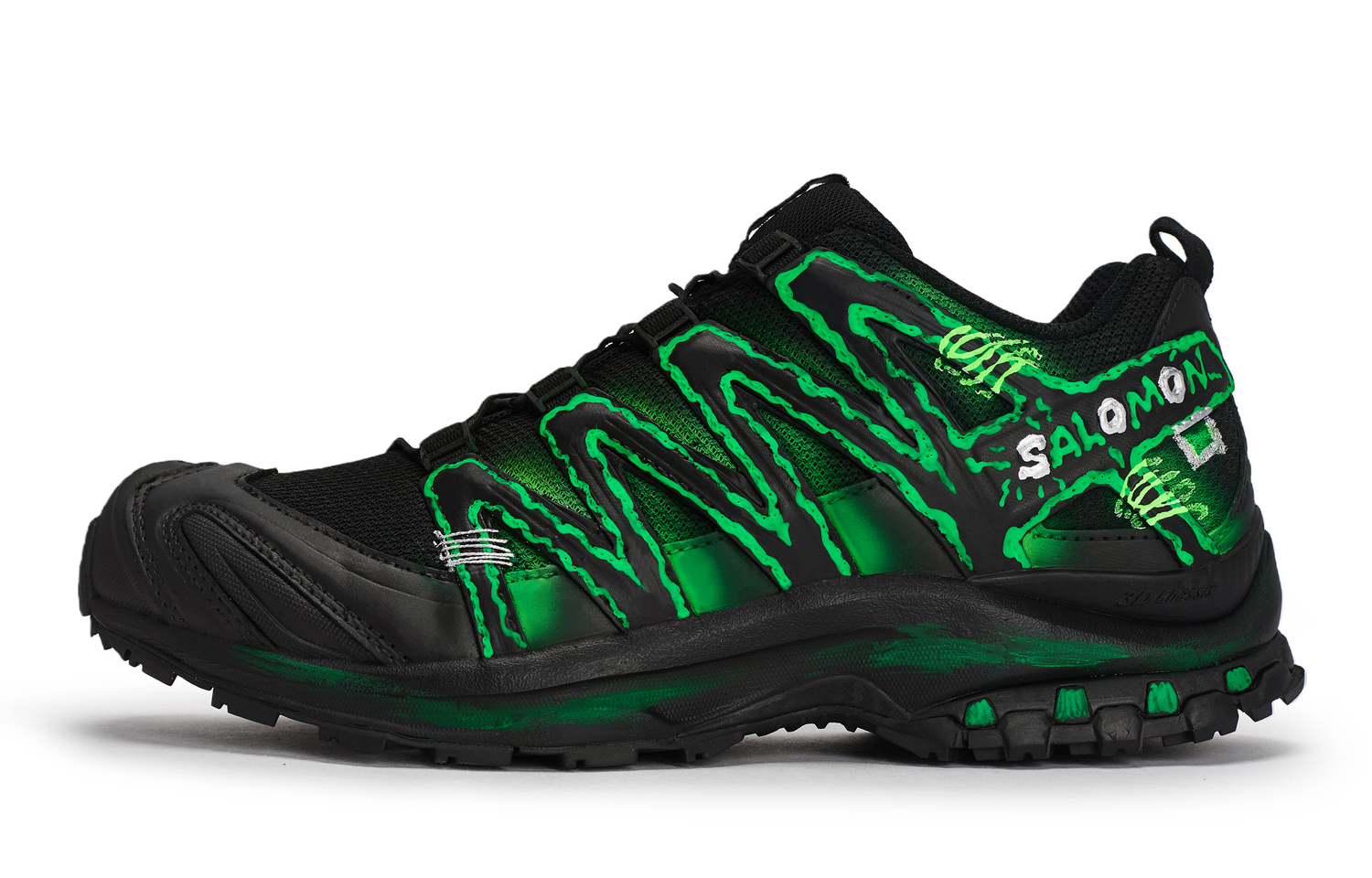 Дышащие низкие кроссовки для бега XA PRO 3D LA YAUTE унисекс Neon SALOMON, черный/серебряный/зеленый