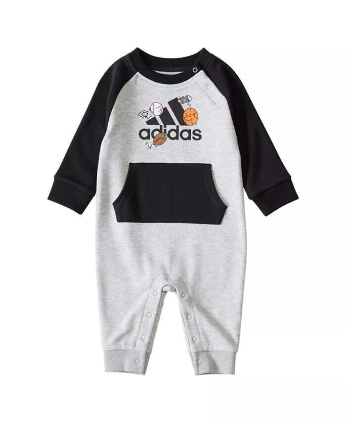

Черный комбинезон с длинными рукавами для маленьких мальчиков Adidas, серый