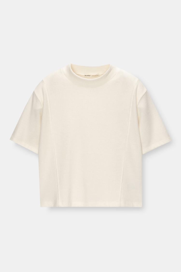 

Топ с воротником-стойкой Pull And Bear, белый