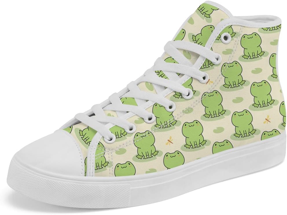 

Кеды Frog с высоким берцем, высокие холщовые кроссовки на шнуровке, повседневная обувь для женщин и мужчин Chebing, желтый