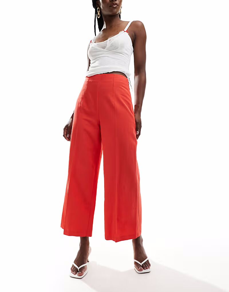 

Льняные брюки-кюлоты ASOS DESIGN красного цвета