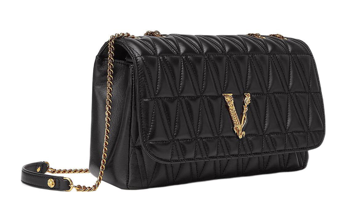 Virtus Lambskin Handbag, женская черная сумка через плечо VERSACE, Set (Bag+Dust Bag) — фото 2