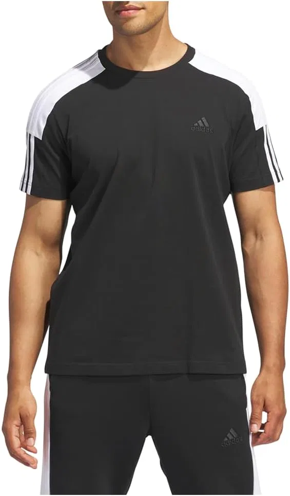 Футболка Adidas Essentials 3-Stripes Single Jersey Color Block, черно-белый