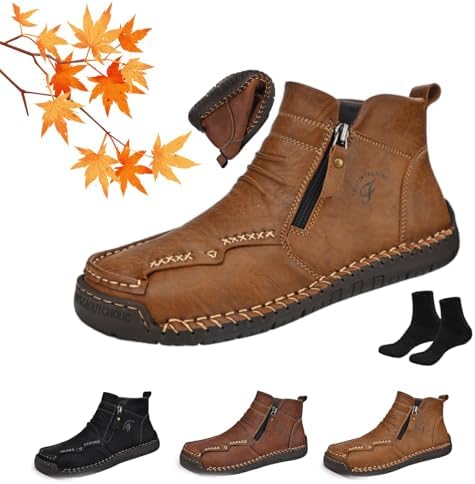 

Мужские ортопедические ботинки WXDSTW, мужские ручной работы из натуральной кожи, ортопедические лоферы, легкие, удобные, водонепроницаемые, с противоскользящей подошвой, с боковой молнией, без шнурков, хаки