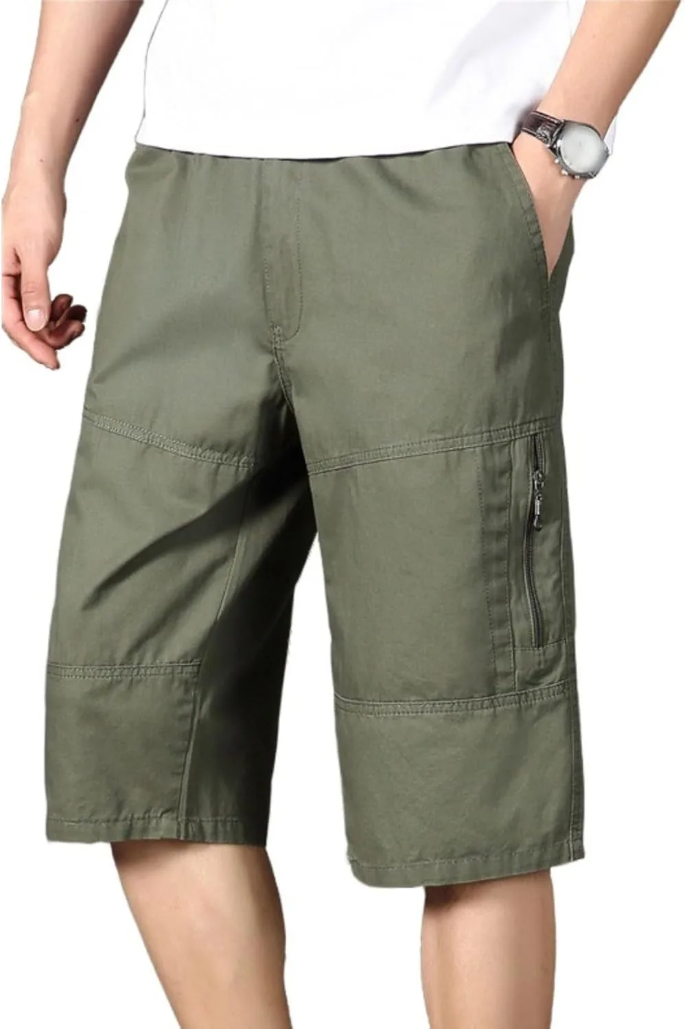 

Мужские шорты для тренировок 3/4 с хлопком, эластичным поясом и шнурком OHUEYRTBN