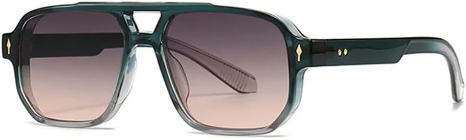 

Солнцезащитные очки с двойной перемычкой для женщин, градиентная защита от УФ-излучения UV400, заклепки для мужчин, для занятий спортом на открытом воздухе, бега и езды generic, Dark Green Gray Pink