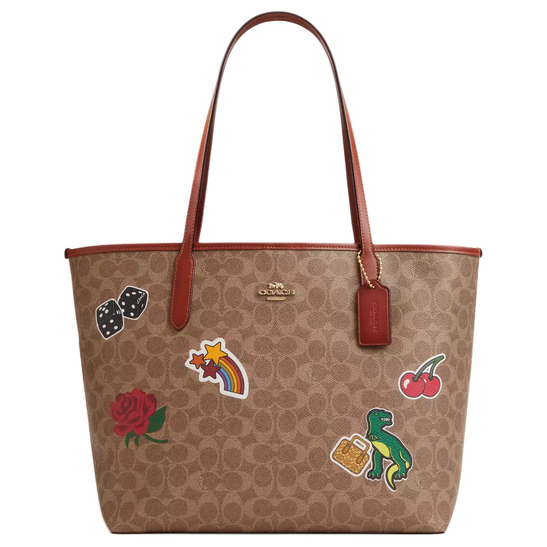 

COACH Сумка-тоут City Coated Canvas, сумка для покупок, дамская сумочка, сумка через плечо, женская, бежевая и разноцветная