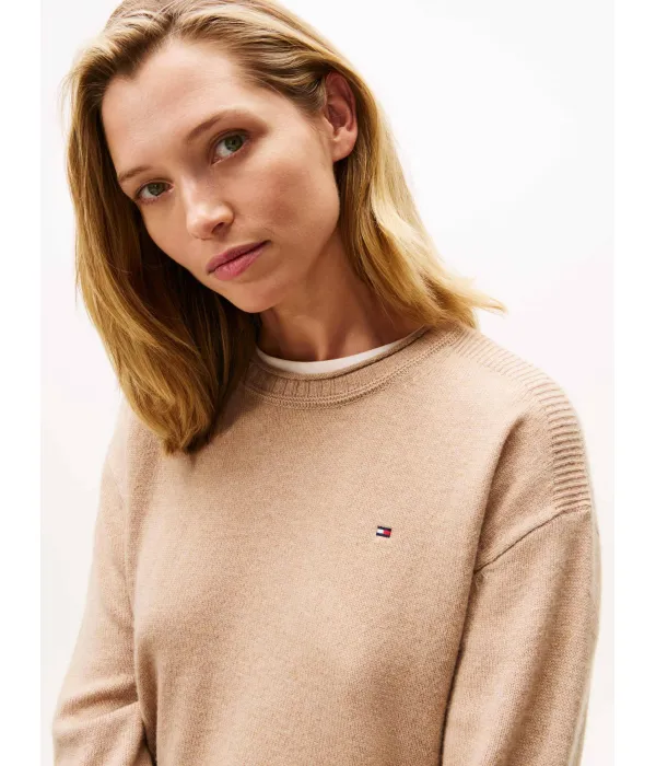 Шерстяной свитер Loose fit Tommy Hilfiger, бежевый — фото 4
