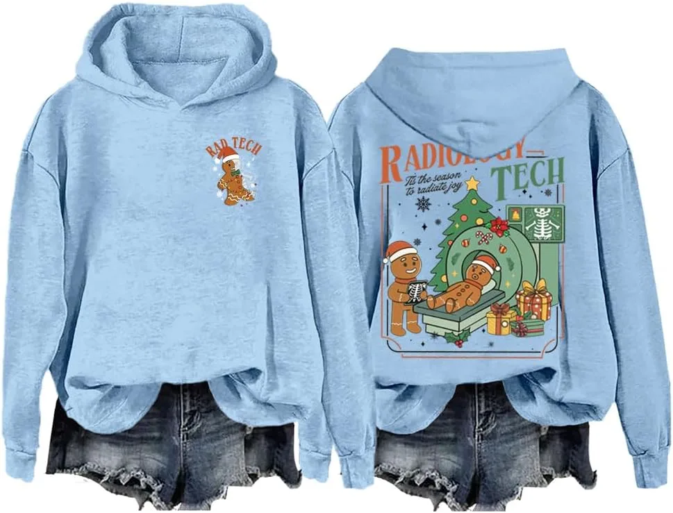 

Рождественский свитшот X-Ray Tech с капюшоном, Gingerbread Radiology Technologist SIMJEW