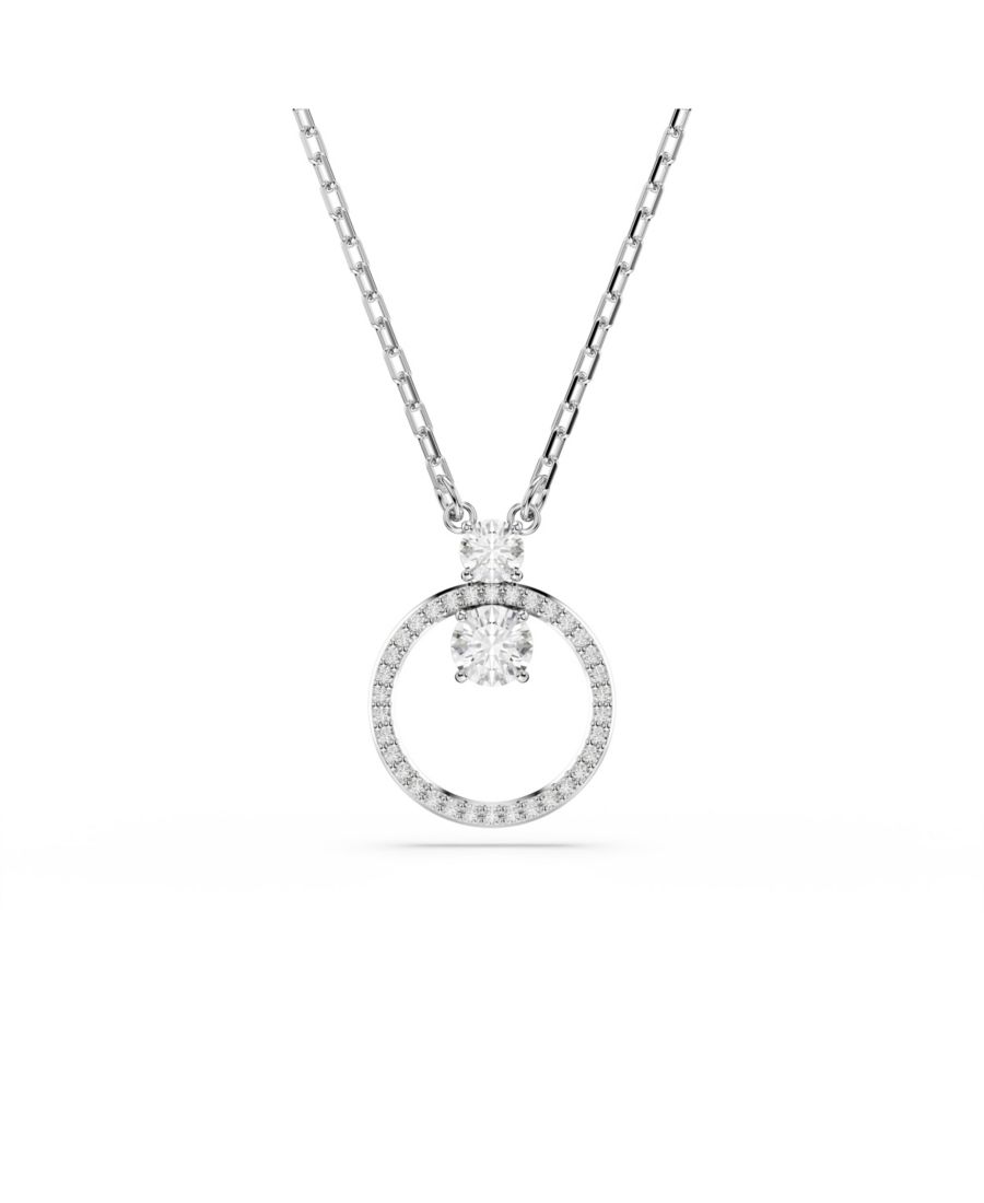 

Кулон Constella, круглая огранка, белое колье Swarovski, Silver