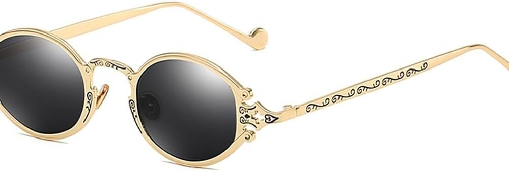 

Мужские овальные солнцезащитные очки в стиле панк, красные, женские солнцезащитные очки в стиле ретро, ​​круглые, золотистая, черная металлическая оправа, защита от ультрафиолета UV400 WNCKSQ, Gold With Black