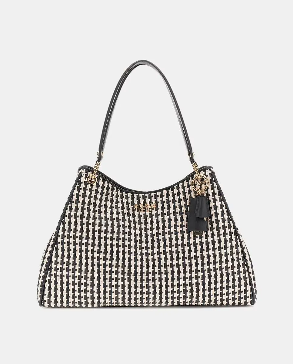 

Двухцветная рафия сумка через плечо с магнитной застежкой Guess, черный