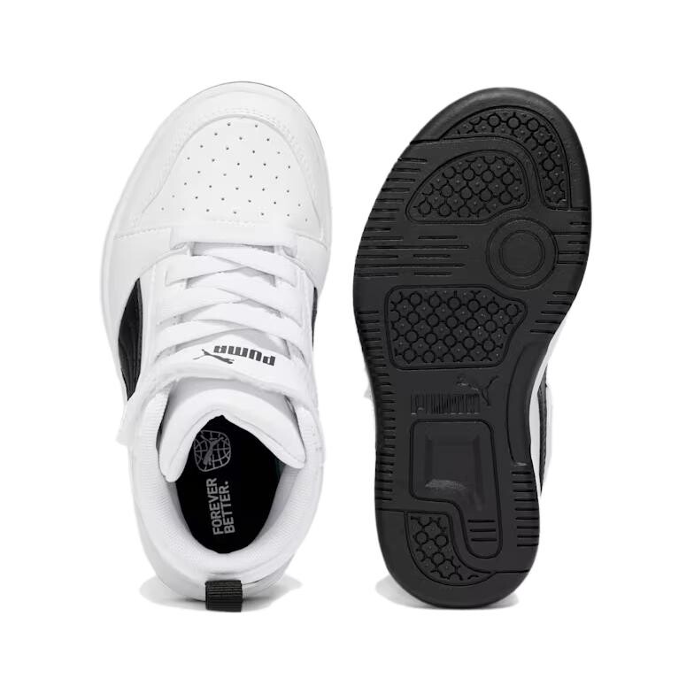 Кроссовки Puma Rebound V6 Kids Lifestyle Shoes PS Mid-top Puma White - Puma Black, белый — фото 4