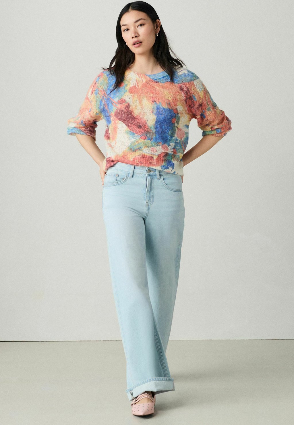 

Свитер REGULAR FIT - PRINTED CREW NECK FINE Next, оранжевый