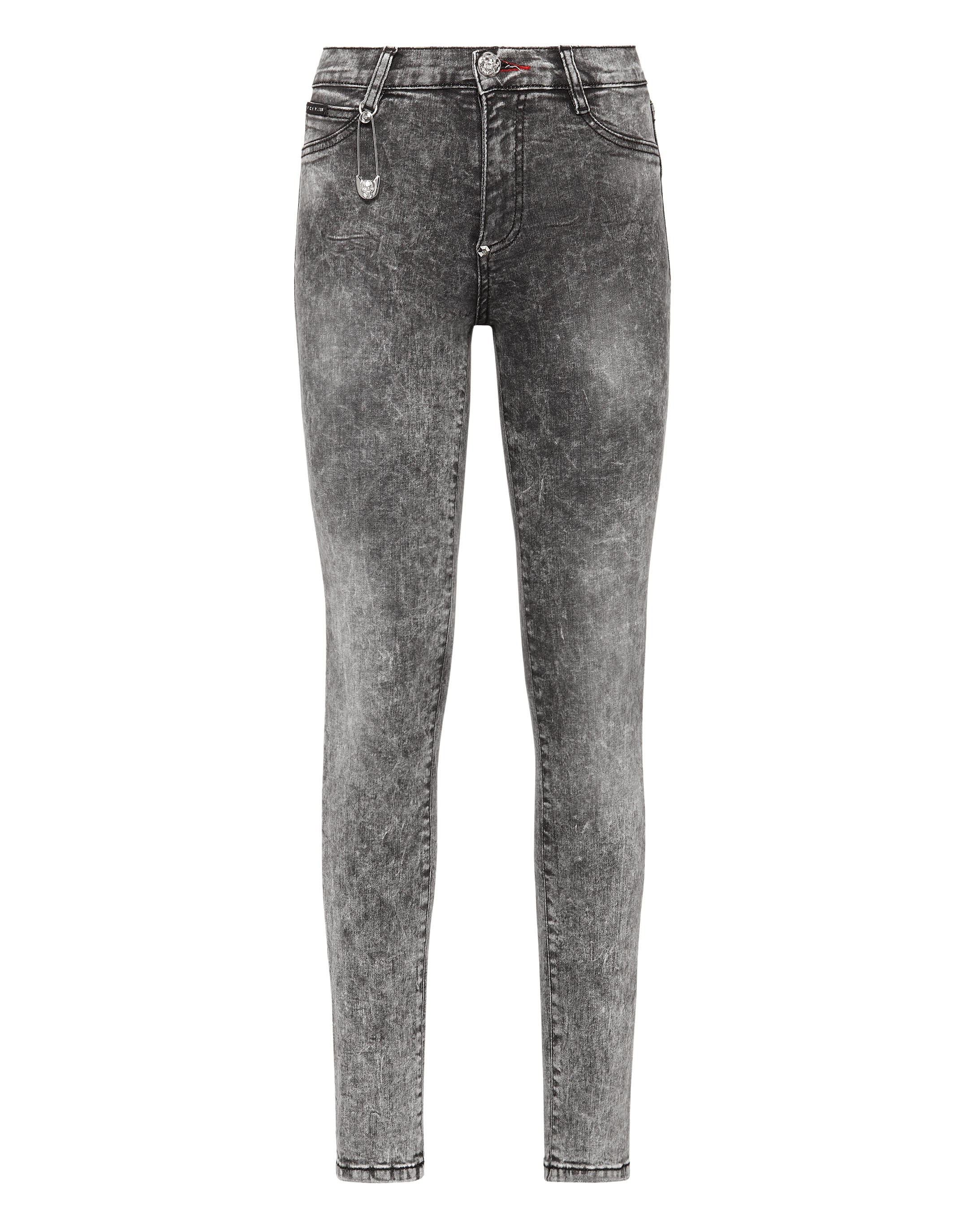 

Джеггинсы с высокой талией Iconic Plein PHILIPP PLEIN, цвет storm grey