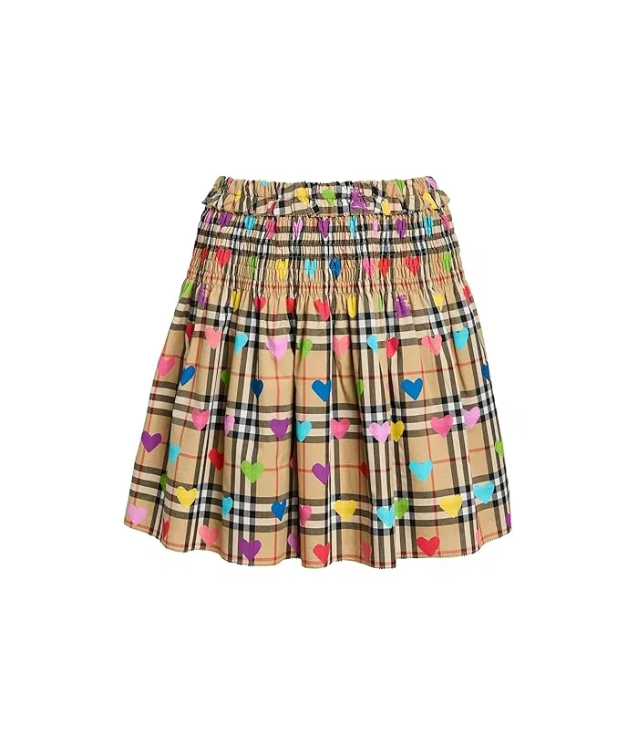 Юбка с принтом Burberry Kids Ama Check Heart, Sand IP Pattern