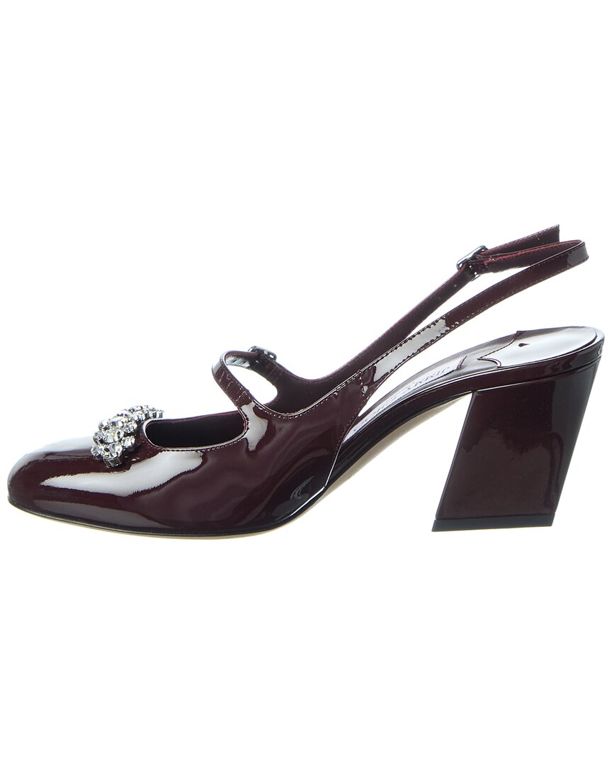 Патентованные туфли-лодочки Jimmy Choo Belinda 70 с ремешком на пятке, красный — фото 2