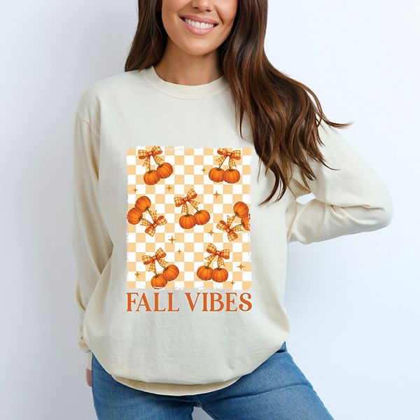 

Футболка с длинным рукавом Fall vibes checked pumpkins Simply Sage Market, Ivory, Зеленый, Футболка с длинным рукавом Fall vibes checked pumpkins Simply Sage Market, Ivory