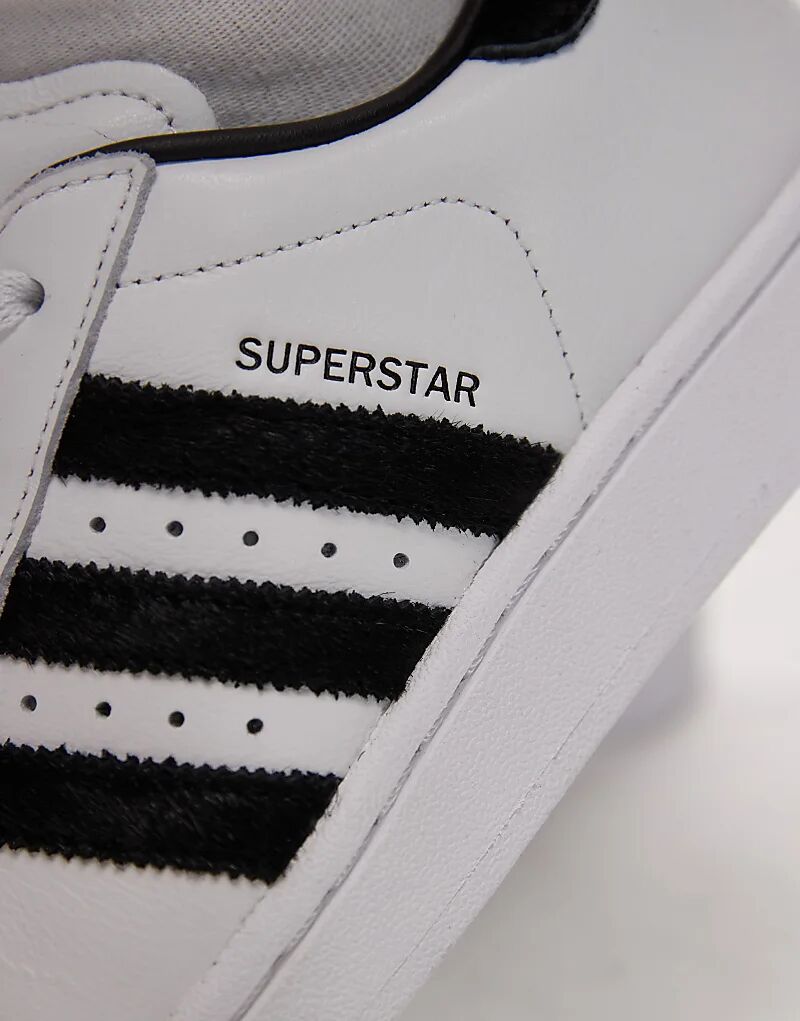 Кроссовки Adidas Originals Superstar II из белого и черного конского волоса — фото 4