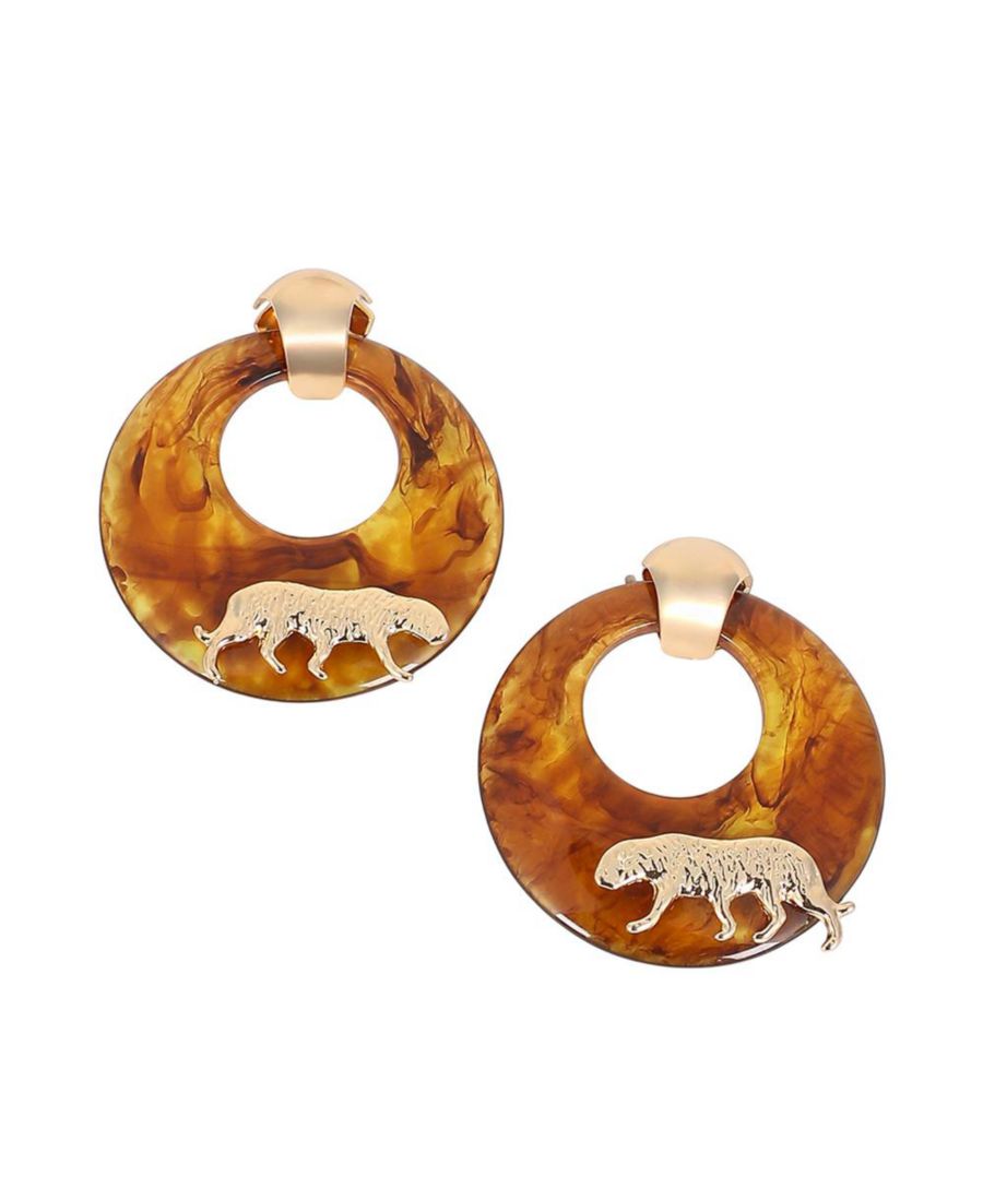 

Женские серьги-подвески The Circular-Panthera Statement Earrings - California Gold SOHI, Gold