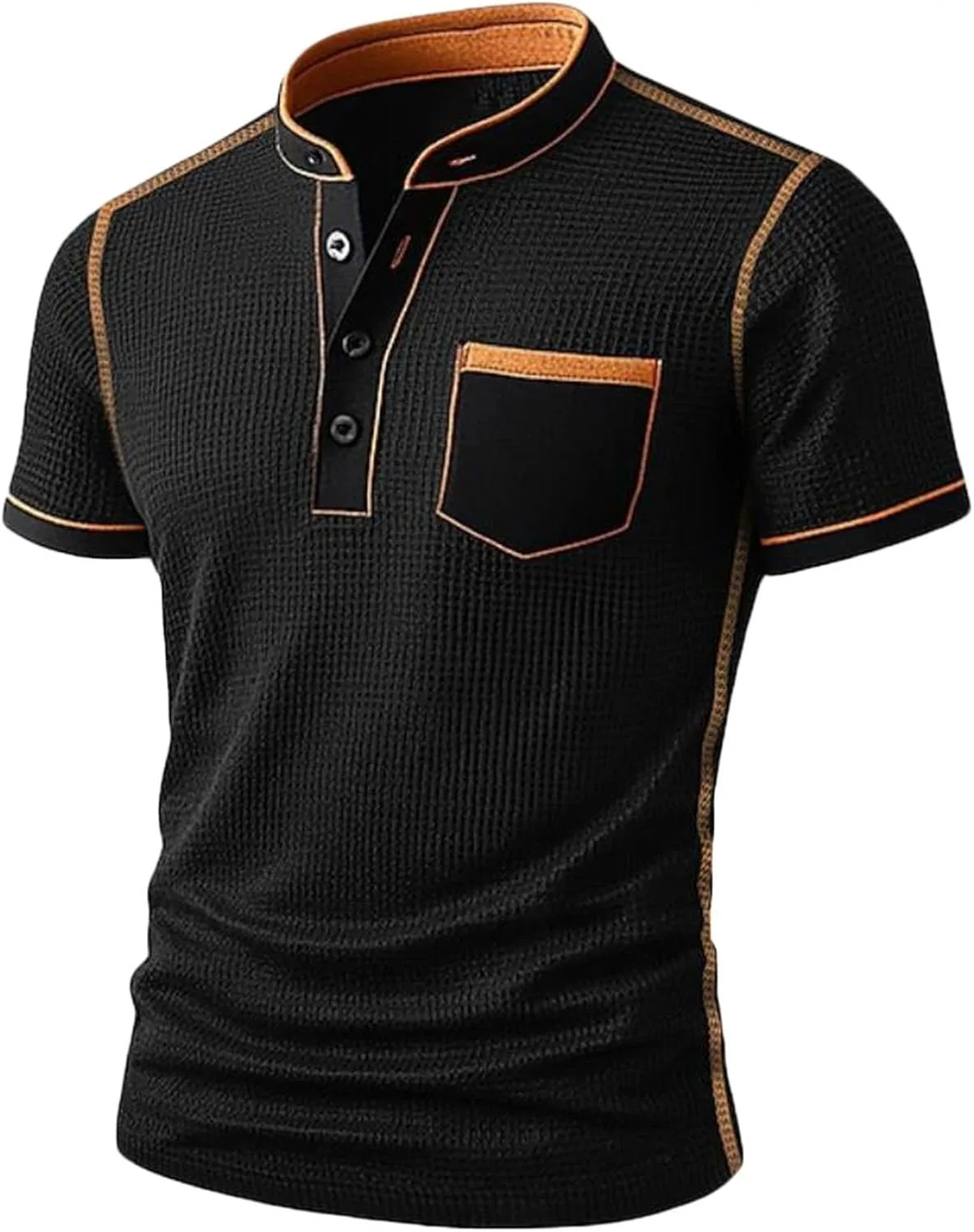 

Мужская футболка Henley Waffle с коротким рукавом Slim Fit и карманом