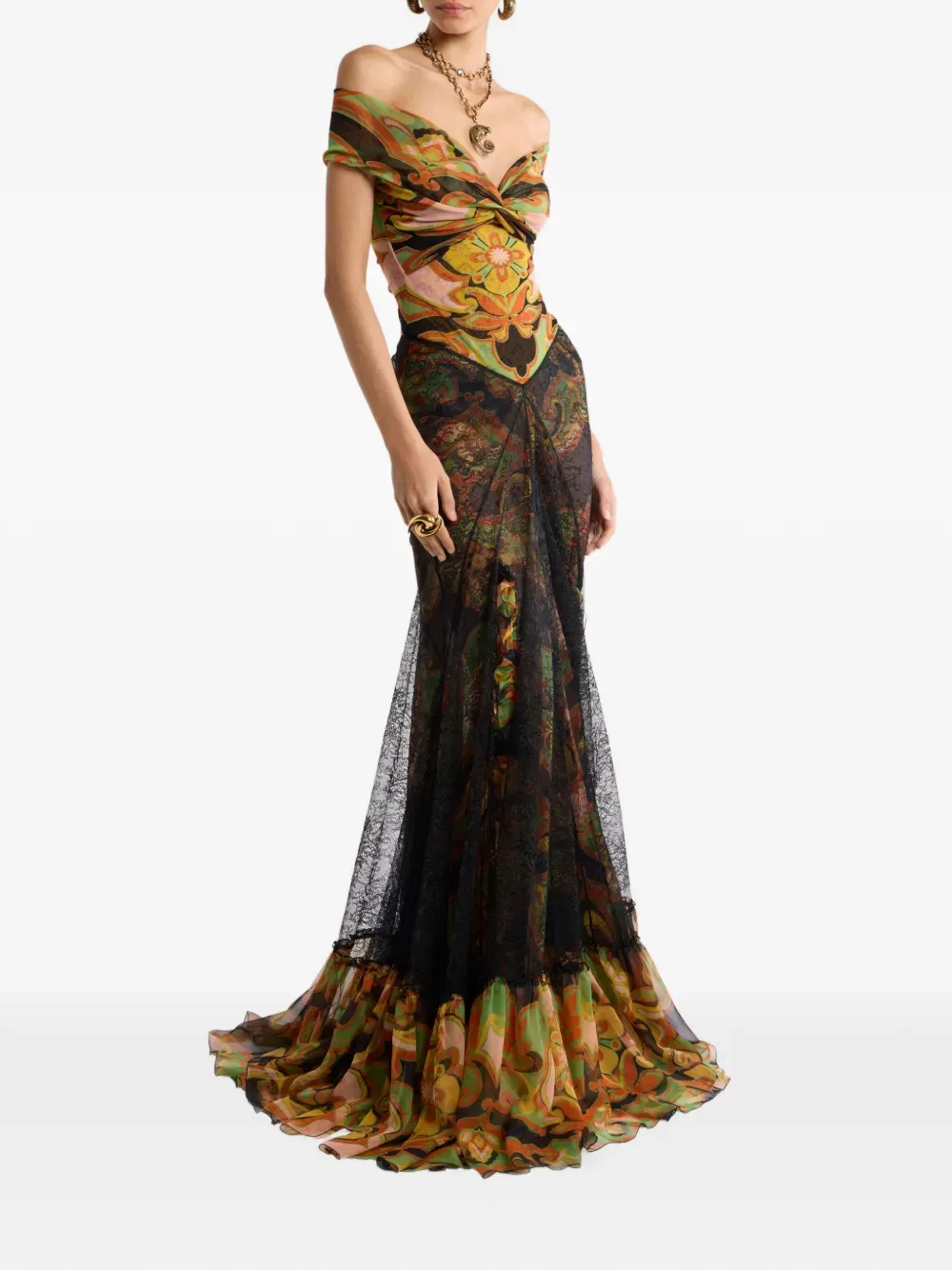 Боди с цветочным принтом Etro, зеленый — фото 2