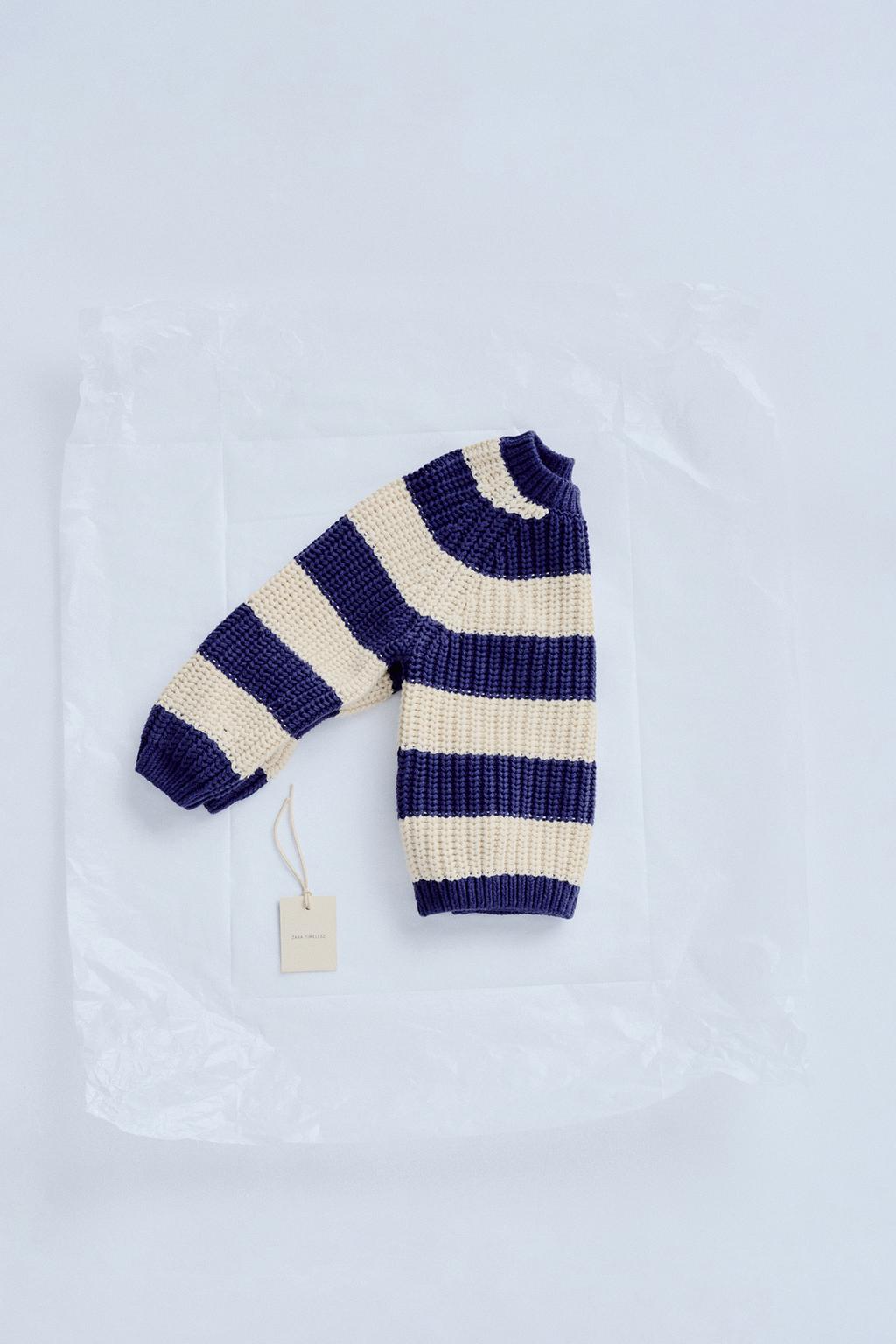 

Вязаный джемпер в крупную полоску ZARA, цвет Indigo