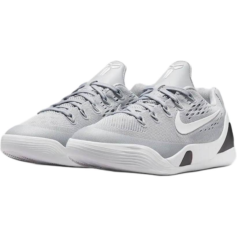 Nike Детские баскетбольные кроссовки Kobe 9 Rebound с дышащей поддержкой, низкие, серые и белые — фото 4