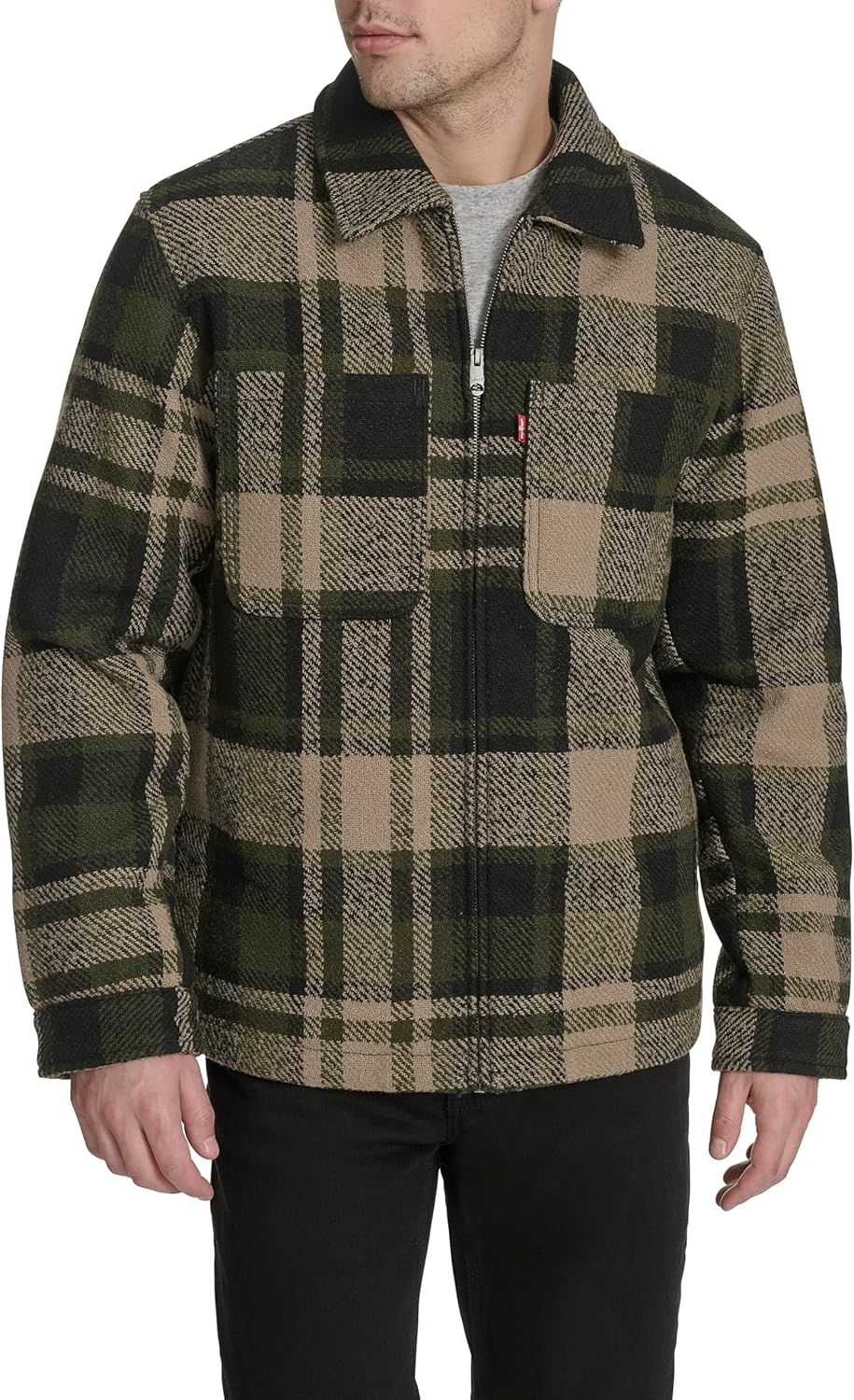 

Мужская куртка Levi's Depot из шерстяной смеси, Green/Black Plaid