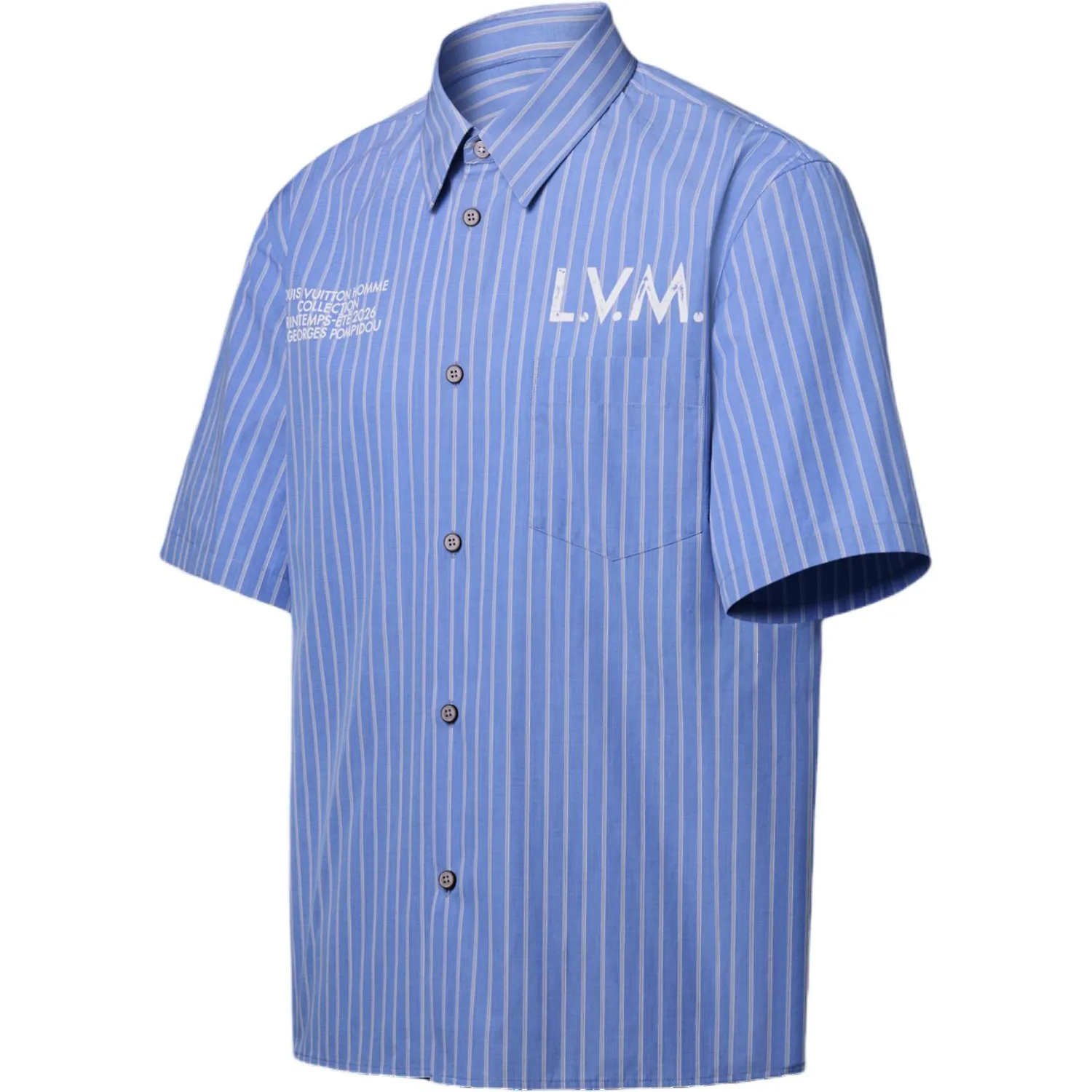 LOUIS VUITTON Рубашка мужская Blue Pointed Collar Moderate — фото 4