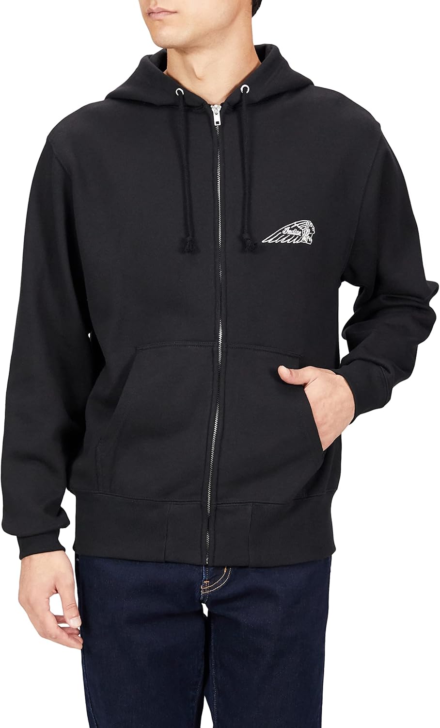 

Индейская толстовка с капюшоном, базовая толстовка на молнии, логотип Head Mark Indian, черный