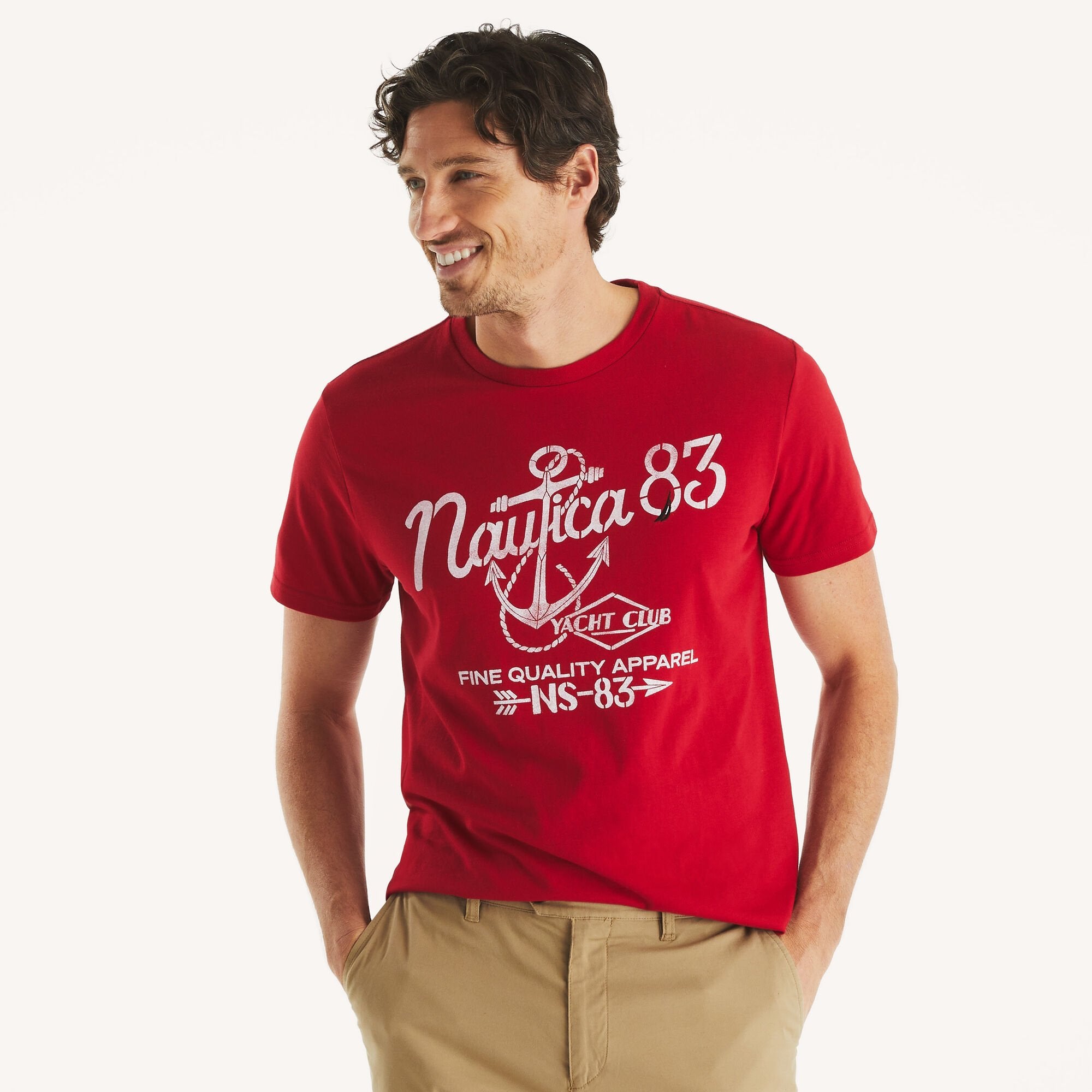 

Футболка с рисунком яхт-клуба Nautica Mens, цвет nautica red
