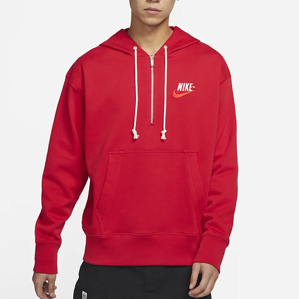 Толстовка Men's Nike Embroidered Logo Half Zipper Hooded Knit Pullover Red, красный — фото 4