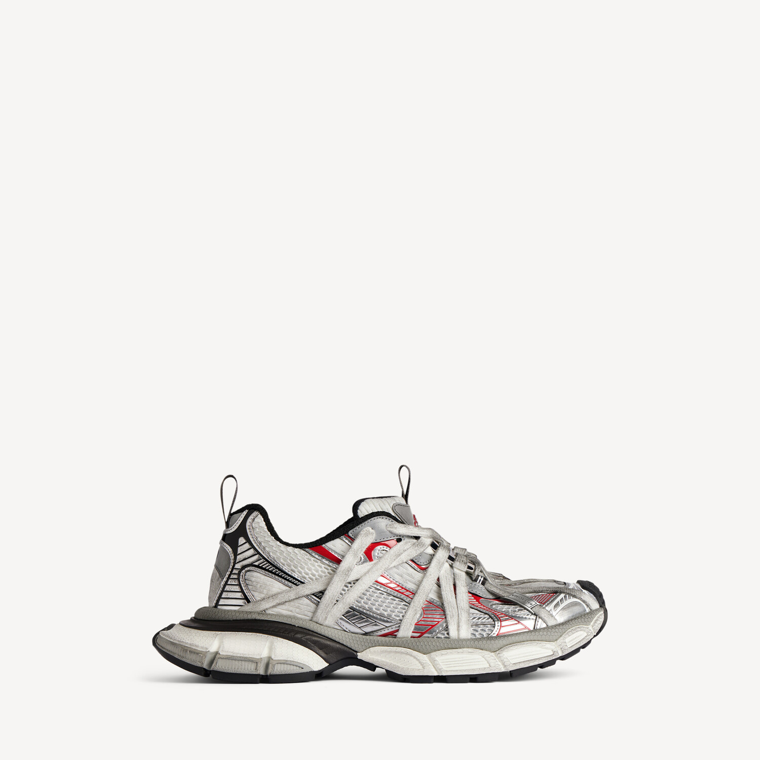 Мужские кроссовки 3xl extreme laces b в сером, серебристом, красном и черном цветах BALENCIAGA, серебристый/серый/черный/красный