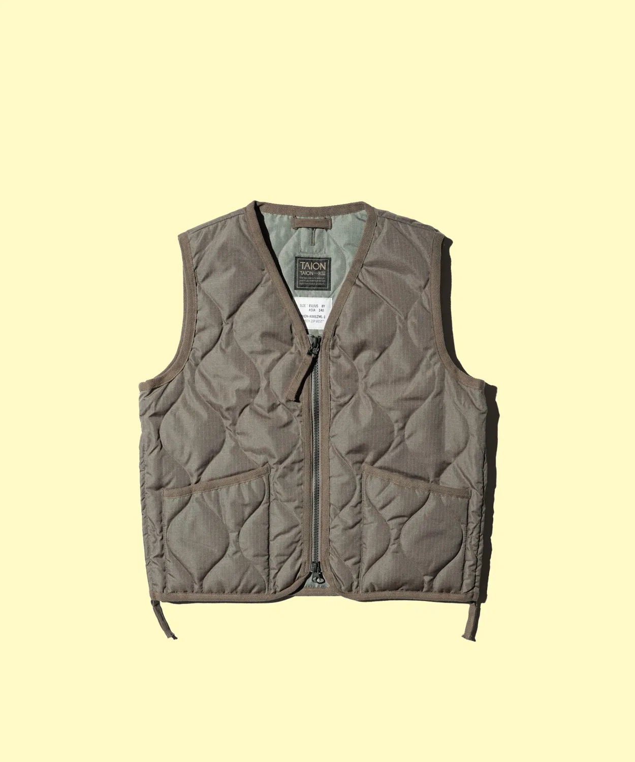Детская куртка-жилет TAION MILITARY ZIP VNECK DOWN VEST, 800FP пух, бежевый