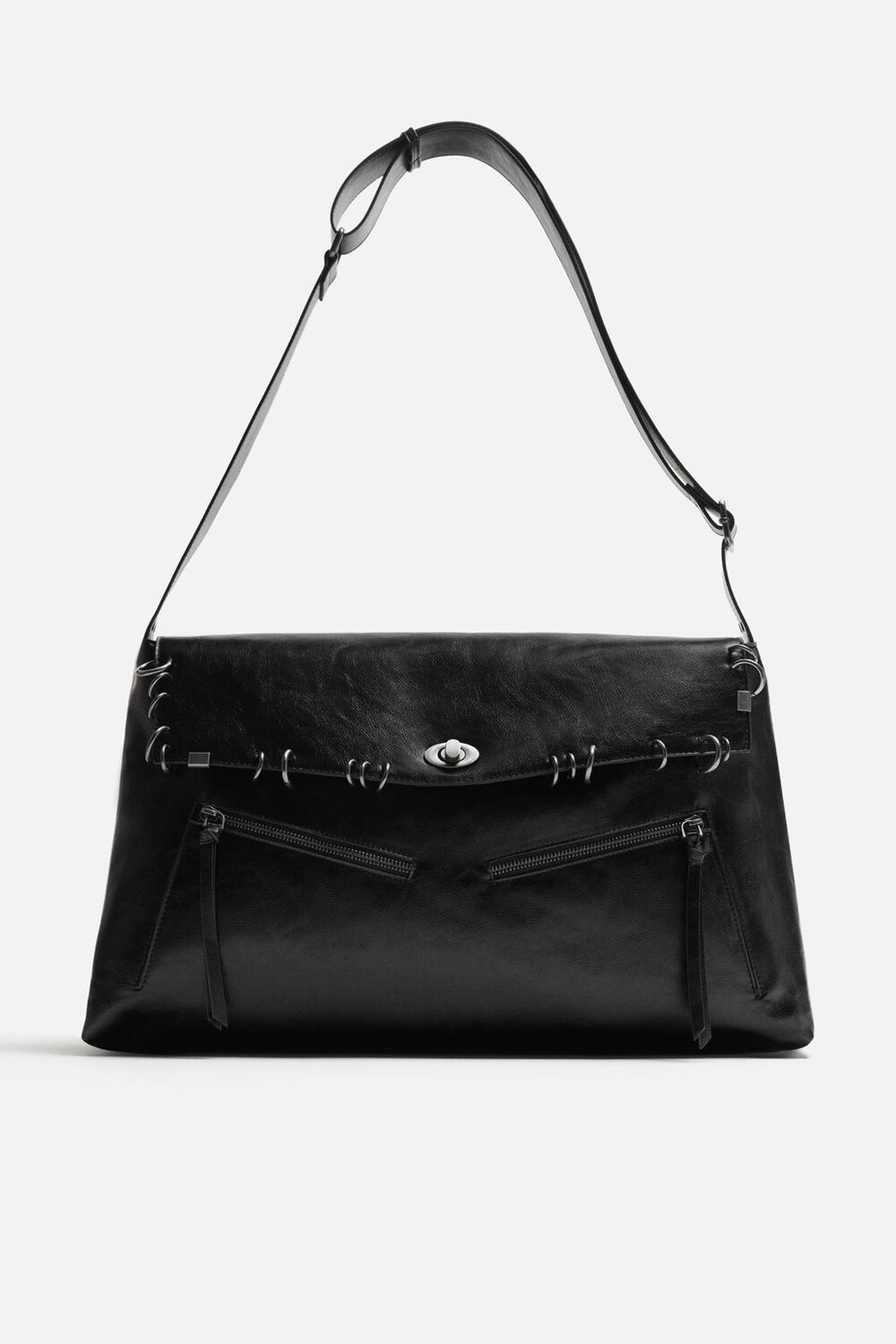 

Сумка через плечо с кольцом ZARA, черный