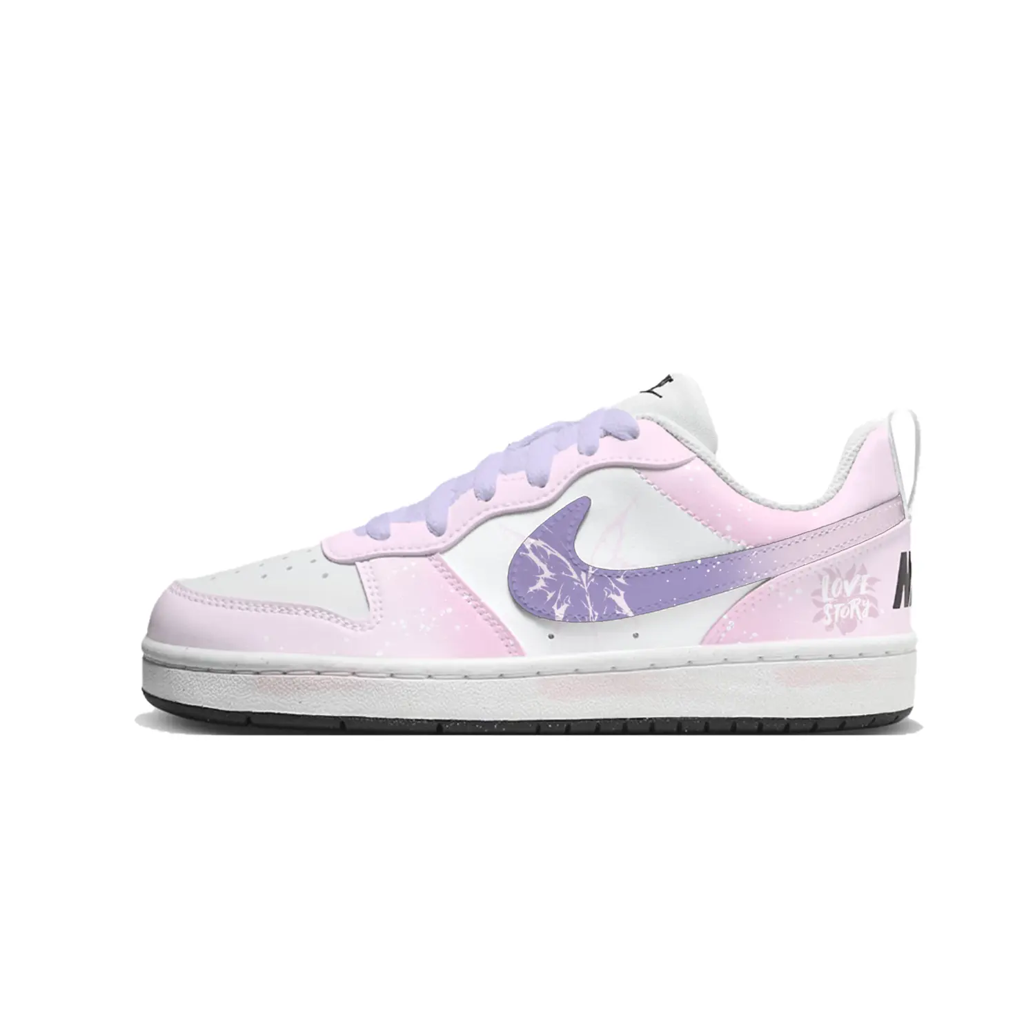 

Nike Кроссовки для скейтбординга Court Borough Purple Butterfly Glow Abrasion Resistant низкие детские White Unisex