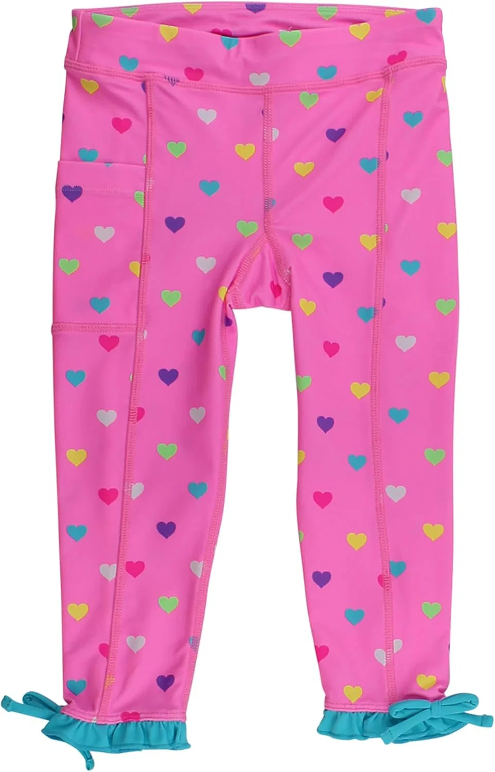 Леггинсы спортивные RuffleButts, Neon Pink Colorful Hearts