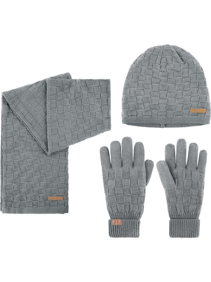 

Шапка normani Set - Schal, Mütze und Handschuh aus Merinowolle, серый